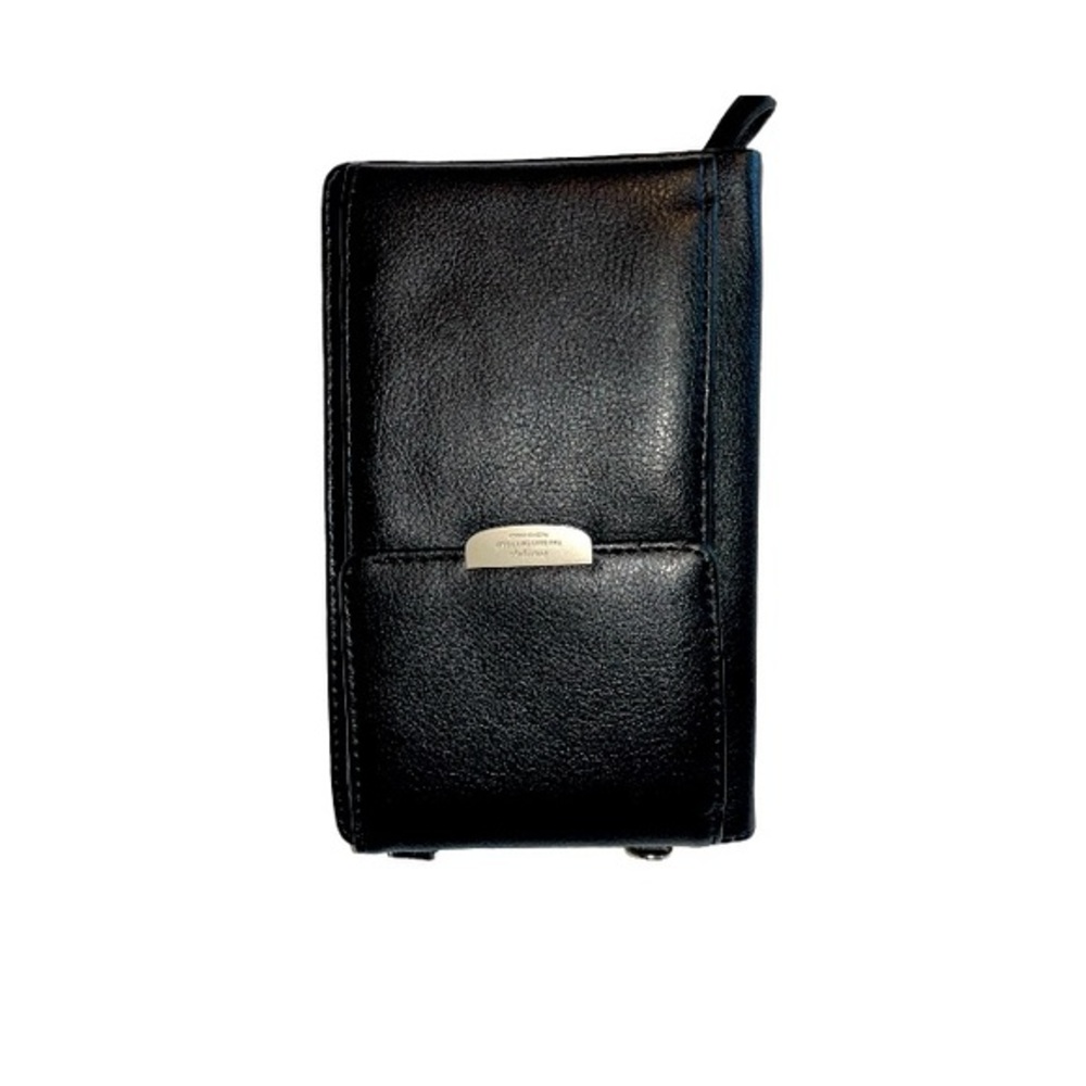 Wristlet Wallet Phone Case Black Leather hooks for crossbody strap no strap